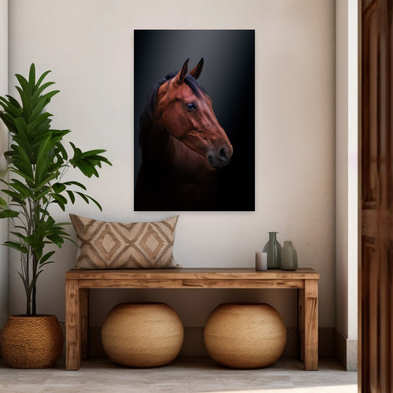 «Noble Bay Horse Portrait», art contemporain contemporain, 48" H x 32" W