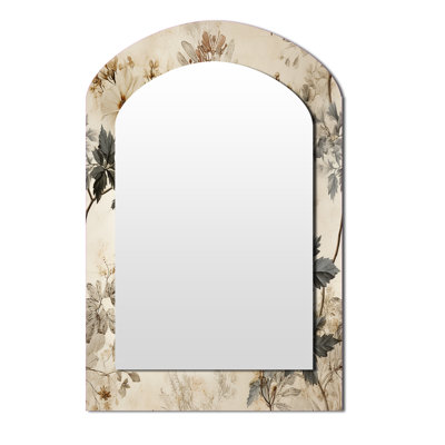 Miroir mural rétro beige floral