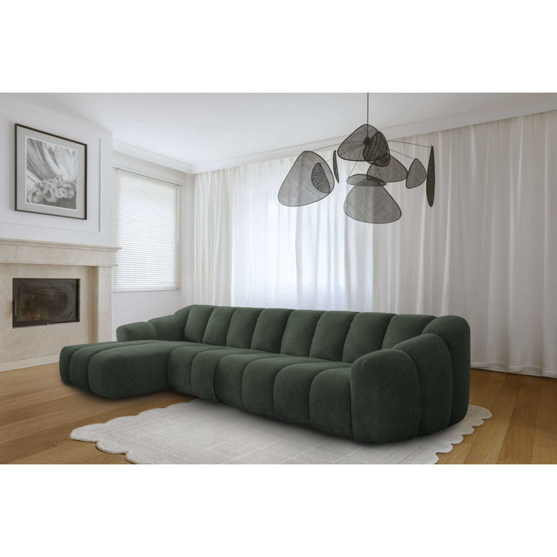 Shell Corner Sofa , 6, Left Hand Facing, Green