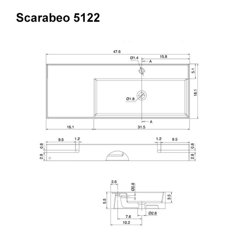 Scarabeo By Nameeks 18.1'' White Ceramic Rectangular Bathroom Sink with Overflow, One Hole