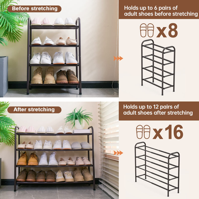 16 Pair Shoe Rack, Bronze
