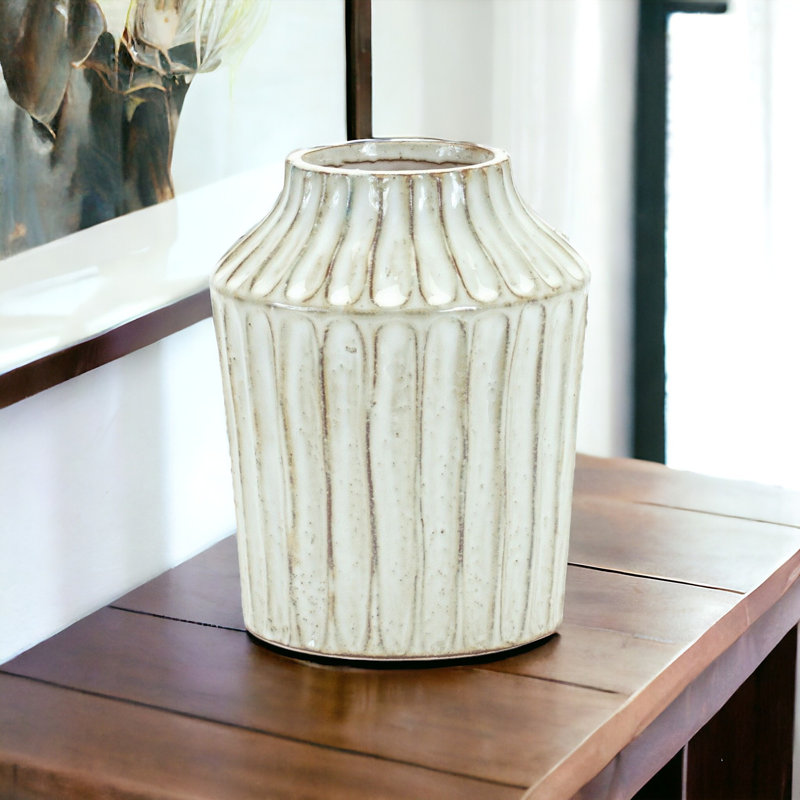 Rauscher Gray Terracotta Table Vase, 8.25" H x 7" W x 7" D