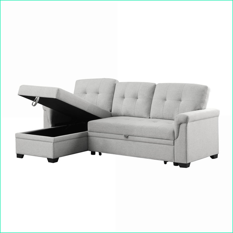 Canapé-lit modulaire réversible en lin gris clair avec rangement 84 po | Gris clair | Canapé-lit, Gris, Orienté à droite
