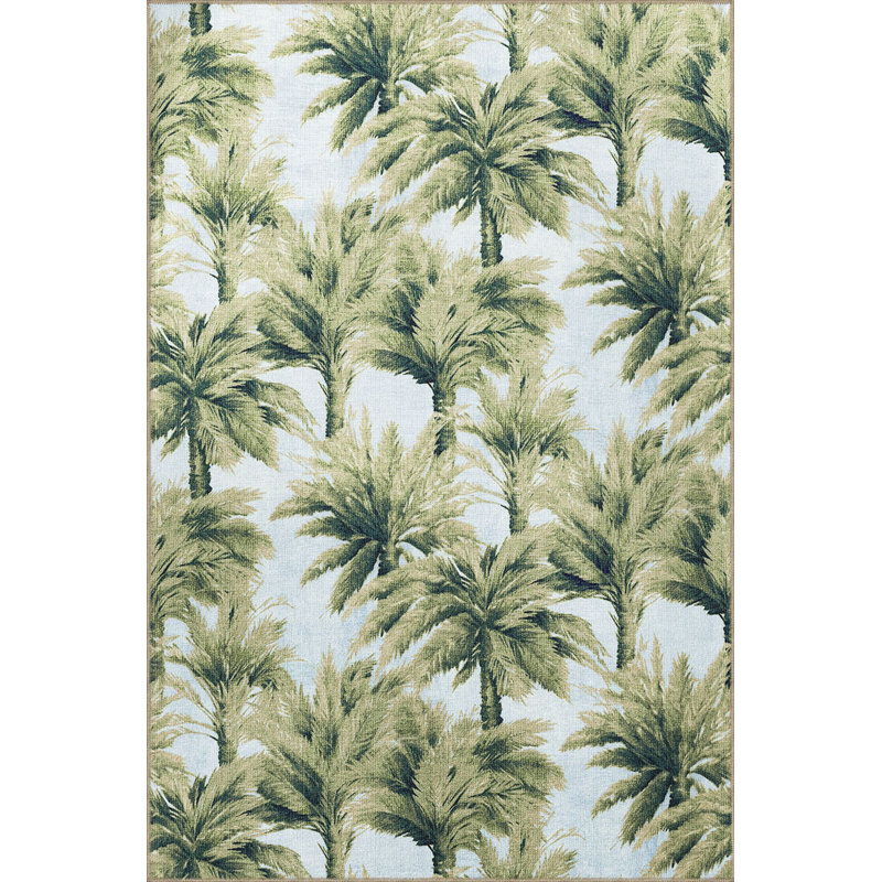 Tapis décoratif moderne vert à motif d'arbre mixte, Sous-tapis carré 3 pi 11 po inclus