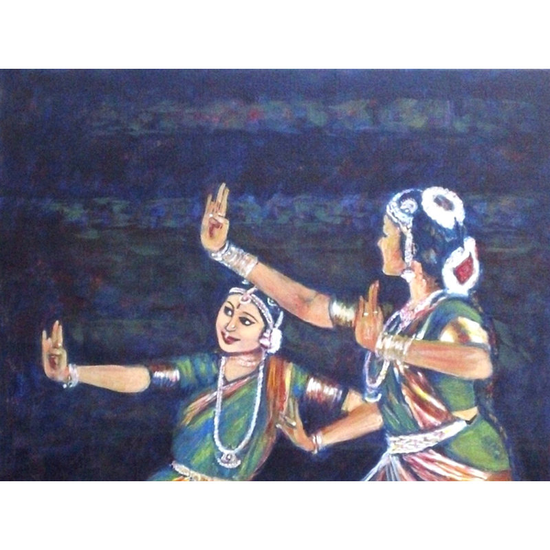 Spectacle de danse de Bharathanatyam | Acrylique sur toile | Par Usha Shantharam