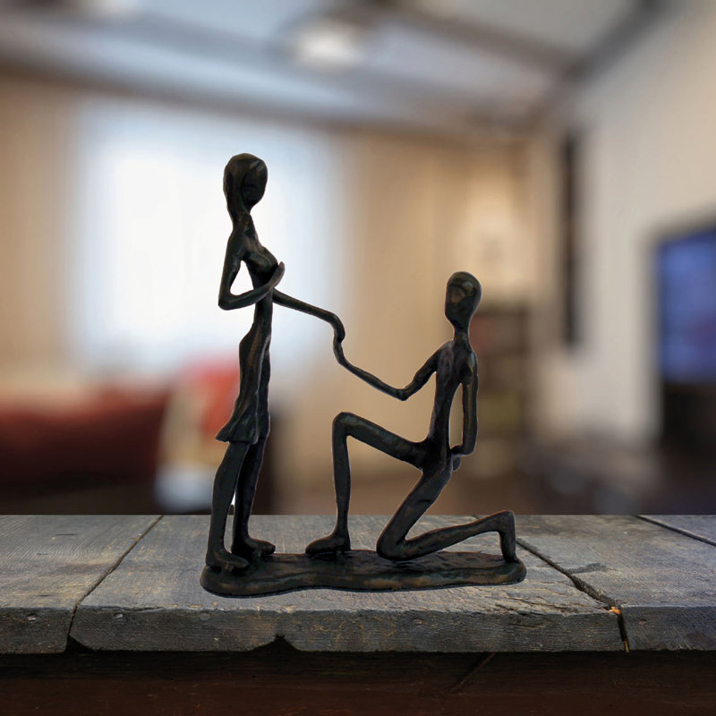MARRIAGE PROPOSAL Iron Figurine 17cm, Mocha
