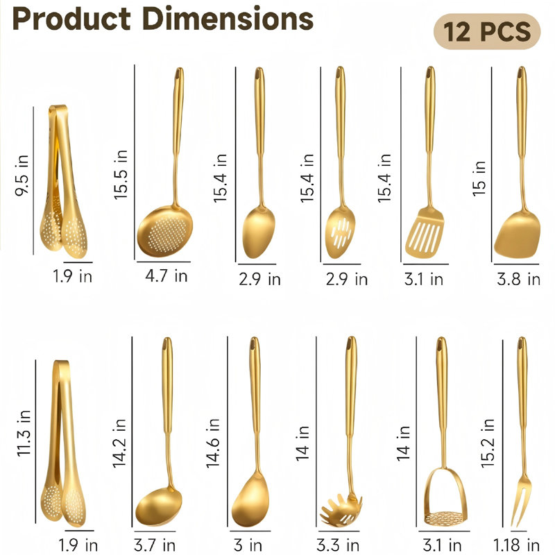Excellent Cooking Gadgets Tools Set, Stainless Steel Cooking Utensils 12 Pcs