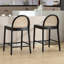 Tabourets de bar modernes avec tabourets de bar rembourrés avec dossier en rotin et pieds en bois-319297920-319298045