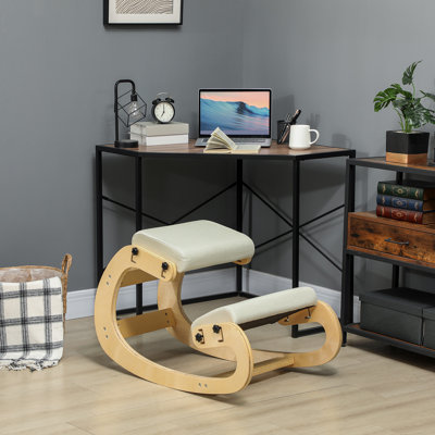 Ergonomic Kneeling Chair, Adjustable Kneeling Stool, Cream White