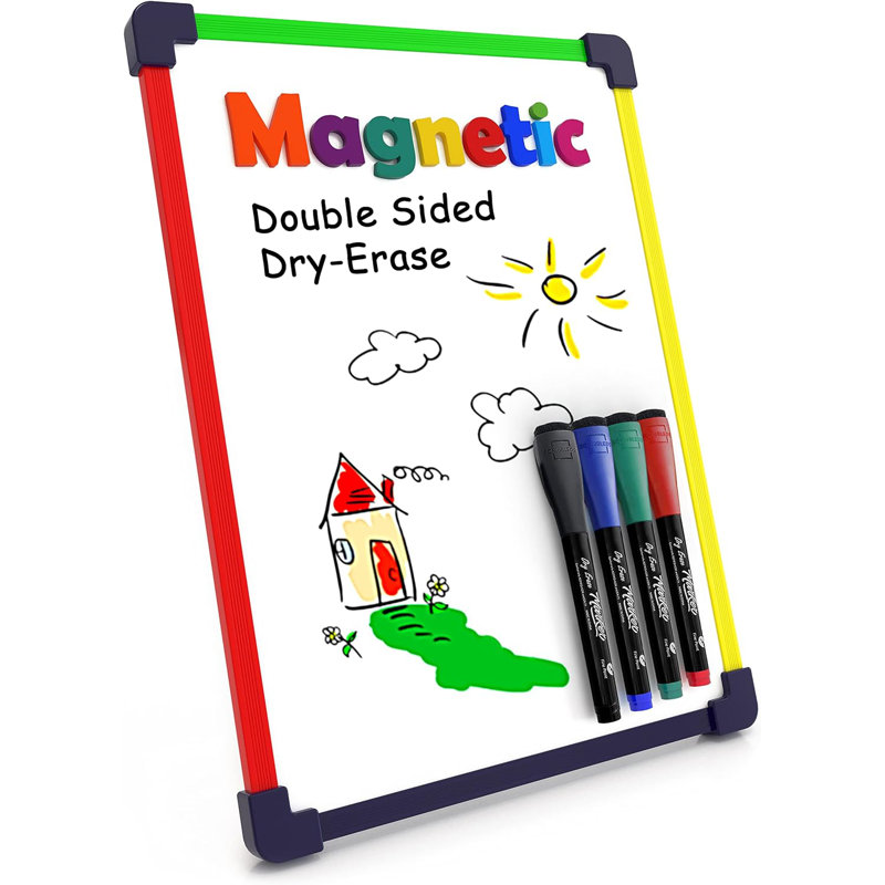 Petit tableau blanc effaçable à sec pour enfants 9 po x 12 po, dessin de voyage magnétique 4 marqueurs inclus  
