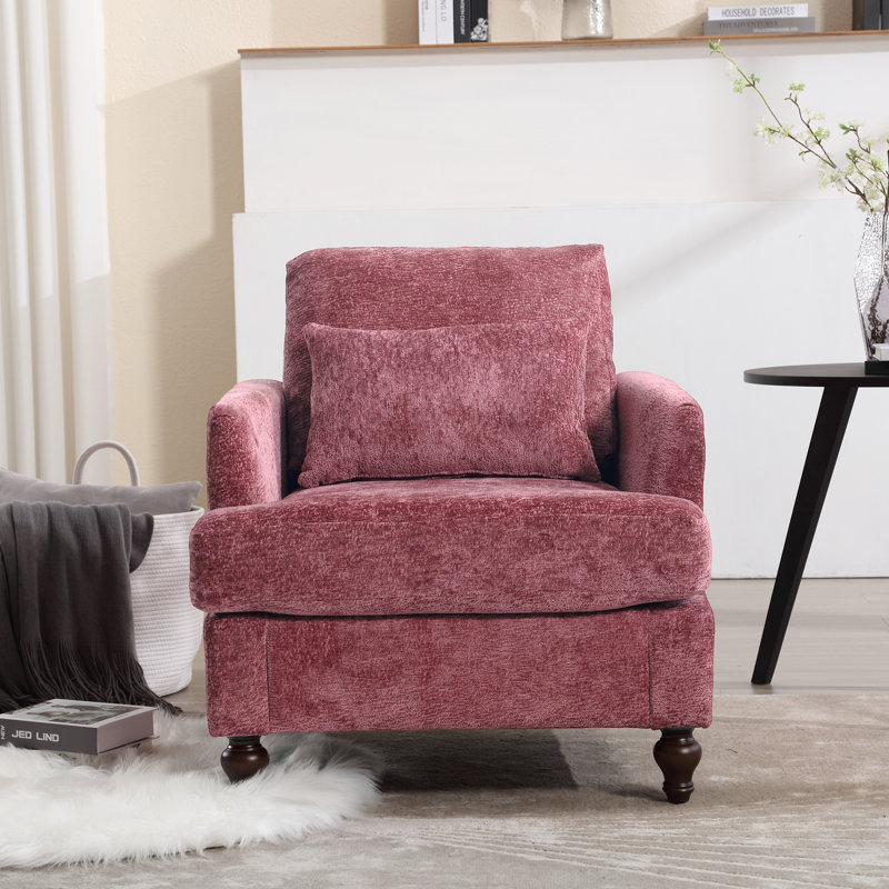 Denzal CAL117 Compliant 29.5'' Wide Chenille Armchair, Red Chenille