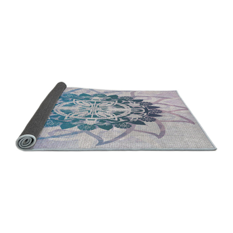 Tapis mauve/vert à tisser électrique, Rond 4 pi