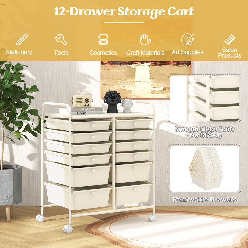 12 Drawer Storage Drawer, White