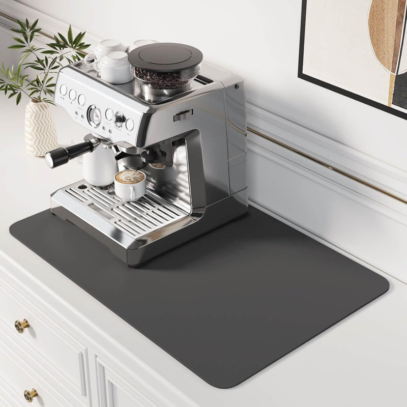 Coffee Mat - Absorbent Hide Stain Rubber Backed Dish Drying Mat for Kitchen Counter - Bar Mats for Countertops Accessories Fit Under Coffee Maker Espresso Machine