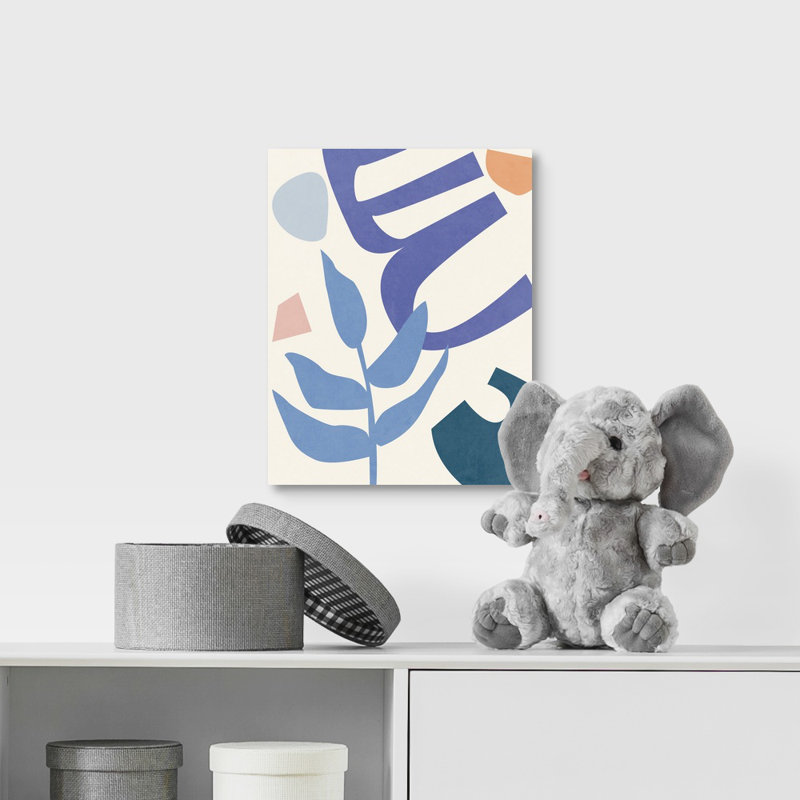 Art peinture, H 14 po x l 11 po x P 1,2 po, Toile tendue avec châssis / rose / bleu / orange