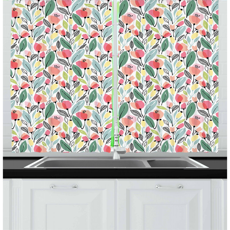 Floral Tailored Kitchen Curtain