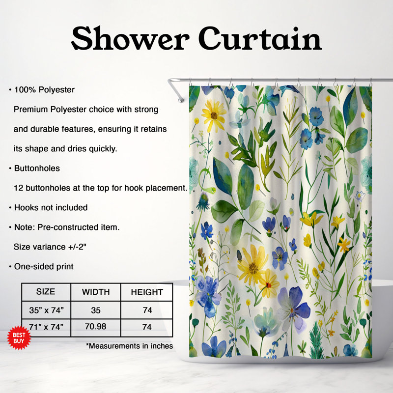 Spring Sweep - Rideau de douche Premium, H 74 po x l 71 po