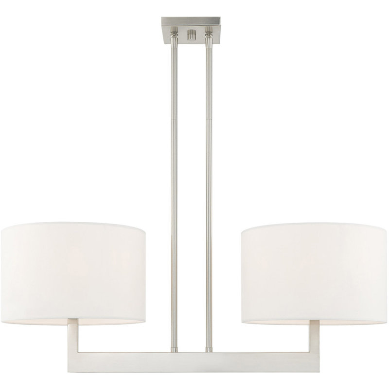 Lustre tambour à 2 lumières avec abat-jour, Nickel brossé