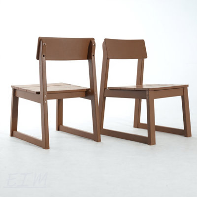 2-Pack Brown HDPE Outdoor & Garden Chairs With Modernist Design For Durable And Eco-Friendly Seating