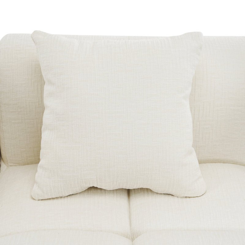 2 - Piece Upholstered Sectional, Beige Chenille