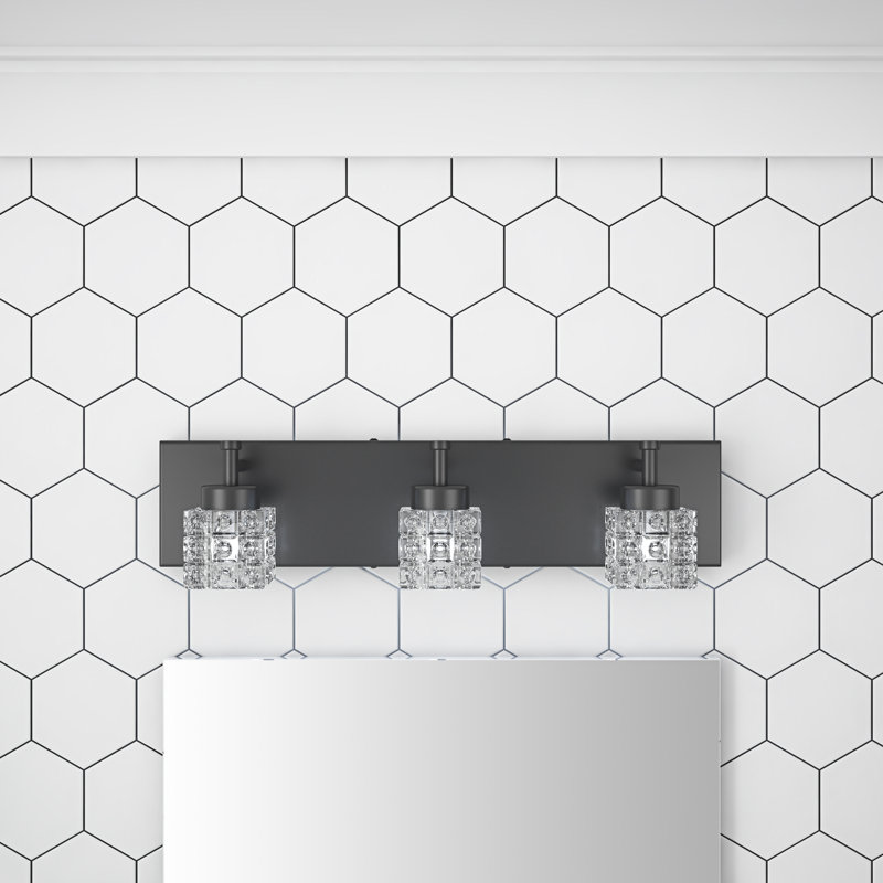 Derquan 3-Light Modern Square Glass Light Shade Dimmable Vanity Light