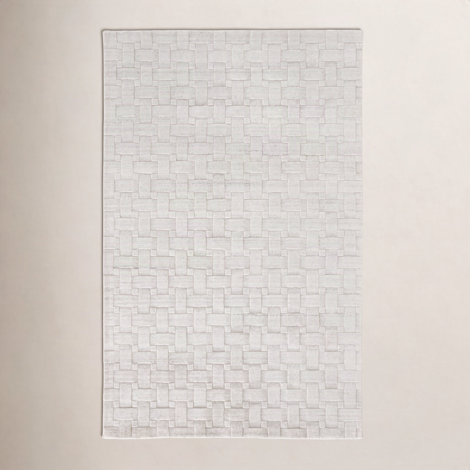 Shanta White Hand-Woven Geometric Viscose Rug, Rectangle 8' x 10'