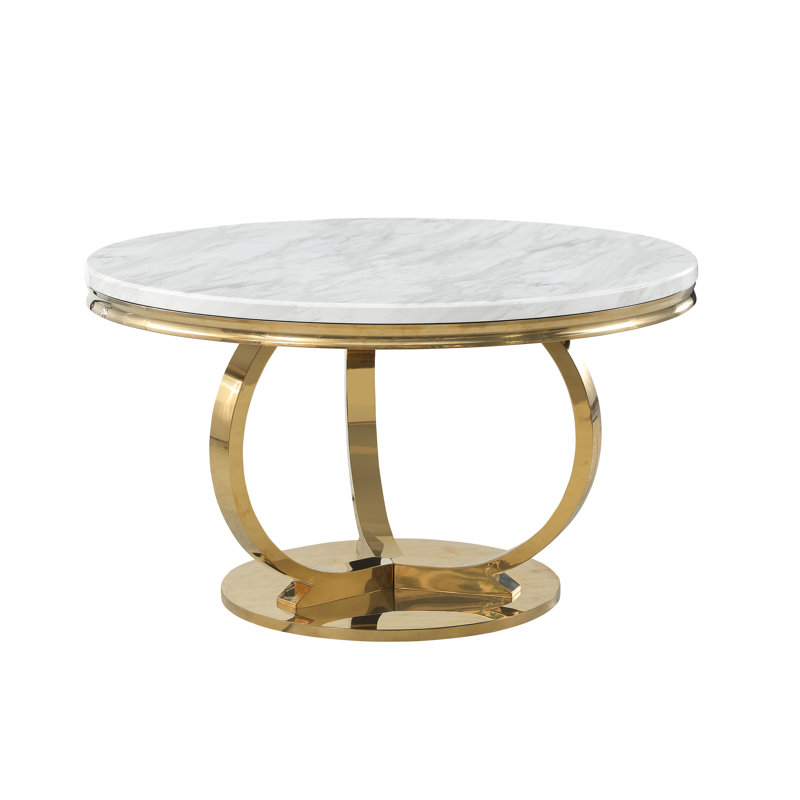 Table de salle à manger Koio, H 30 po x L 43,5 po x l 43,5 po, Doré