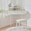 Meuble-lavabo de coin moderne avec grand rangement, miroir DEL et tabouret, luminosité réglable, peu encombrant