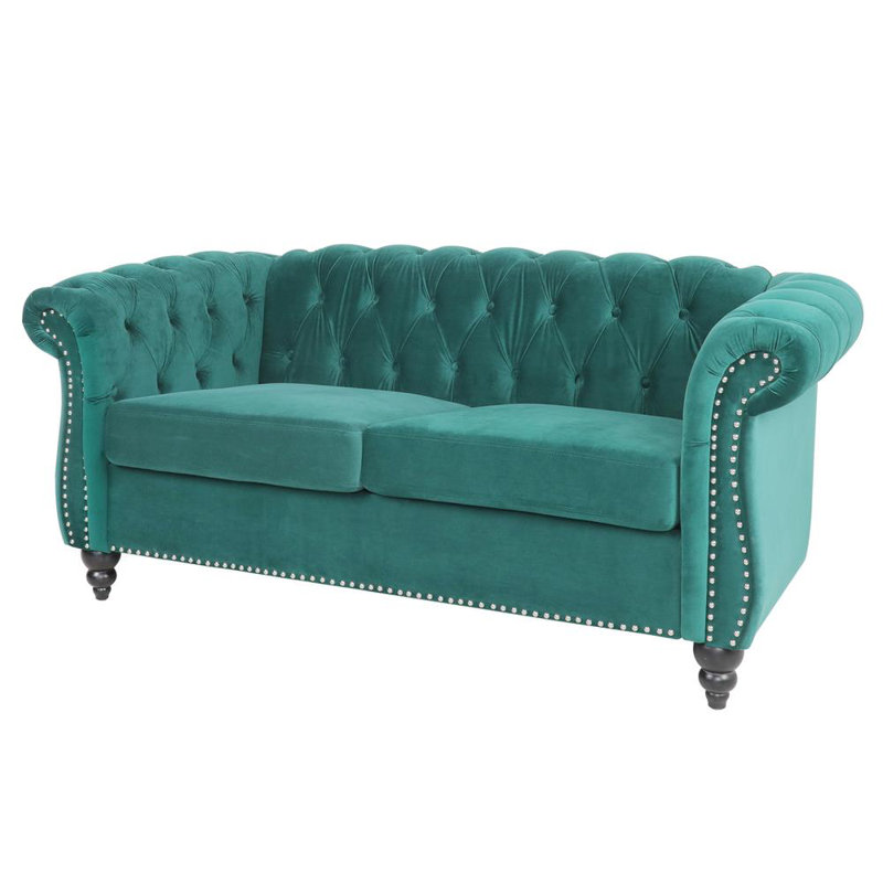 Famke Fabric 67'' Reception Loveseat, Green