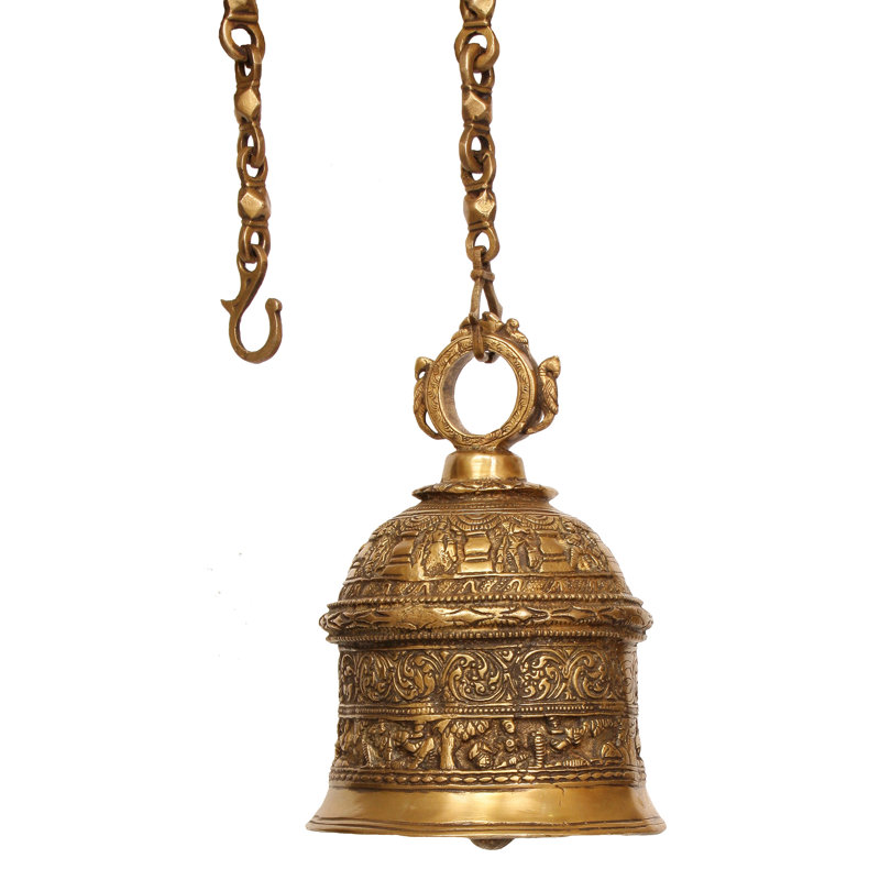 Cloche suspendue à la main en laiton Dashavator - dix incarnations Vishnu