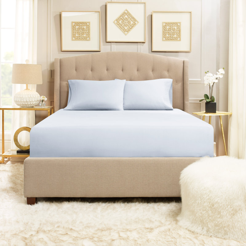 Microfiber Sheet Set, Ice Blue, Queen Sheet Set with 2 Pillowcases