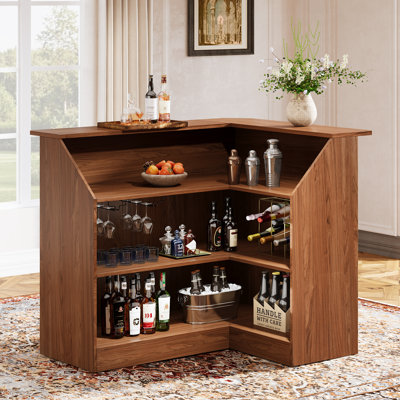 Bar en bois à 4 niveaux avec porte-verres à pied Burnes