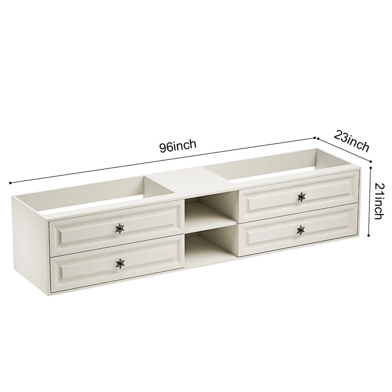 Armoire de salle de bain avec tiroir de rangement et tablette, H 21,02 po x l 96,02 po x P 23,02 po