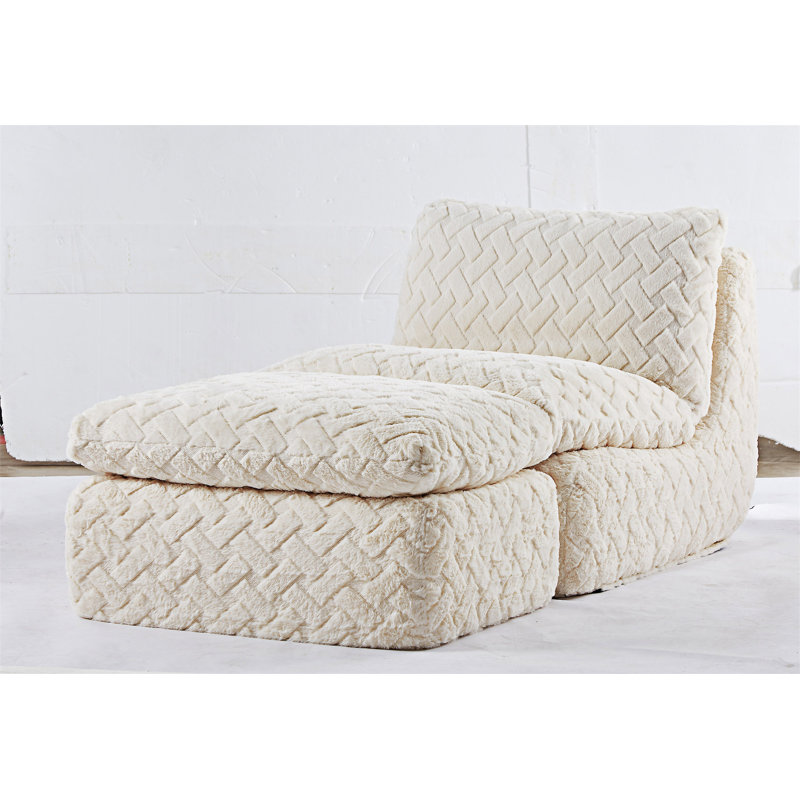 Compression Sofa Chair With Ottoman, White