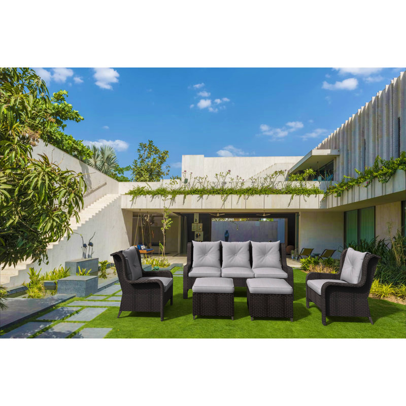 Persida 7 - Person Patio Conversation Set with Cushions, Brown