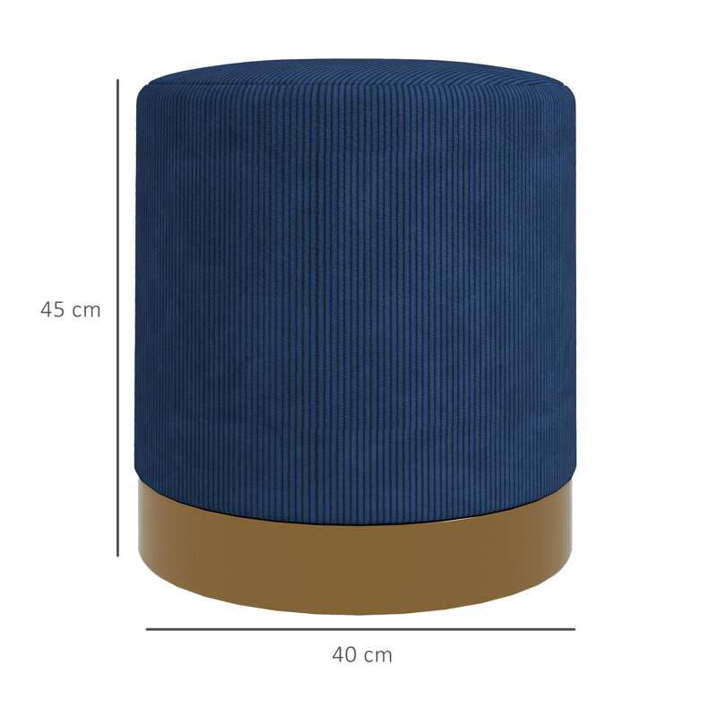 Ackeem 40cm Wide Round Solid Colour Footstool Ottoman, Blue