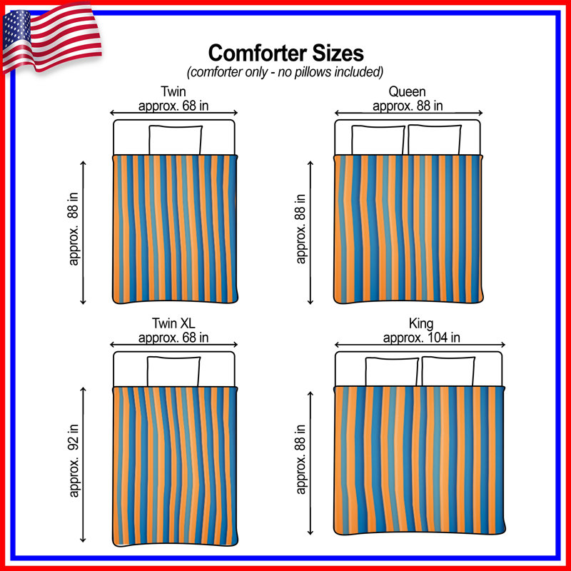 Orange Blue Stripes Comforter, King