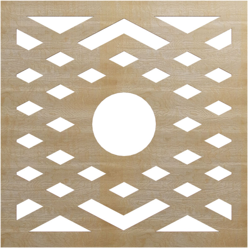 Médaillon de plafond à chevrons en bois 28 po x 7 1/4 po x P 3/8 po, Noyer blanc, H 26 po x l 26 po x P 0,25 po