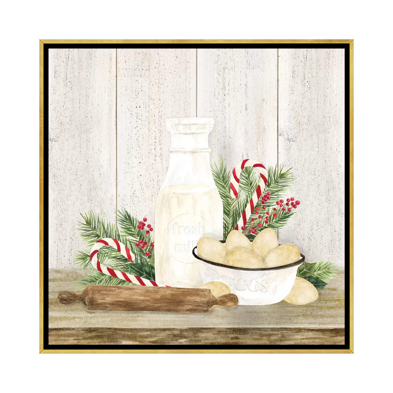 «Christmas Kitchen II» par Tara Reed - reproduction d'art, Toile encadrée d'or, Aucun mat, H 37 po x l 37 po x P 1,5 po