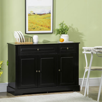 Sideboard Buffet Cabinet, Modern Kitchen Cabinet With 2-Drawers And Adjustable Shelves, Coffee Bar Cabinet, Black