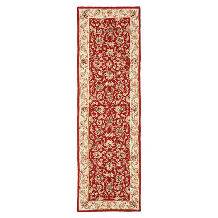 Hollander Oriental Handmade Hooked Wool Burgundy/Ivory Area Rug