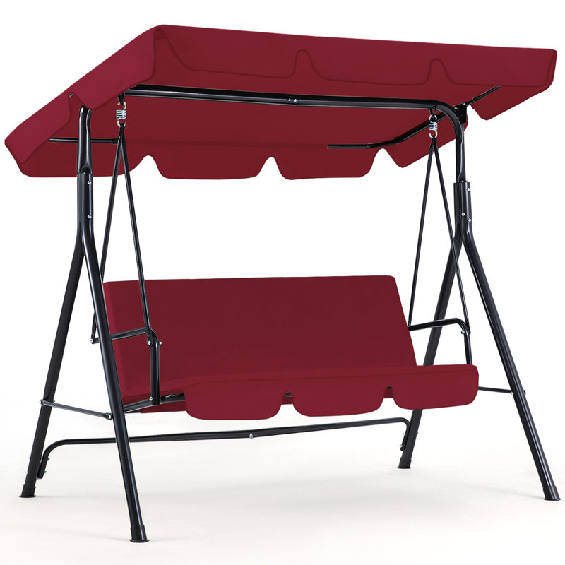 3 Person Porch Swing with Canopy, Red