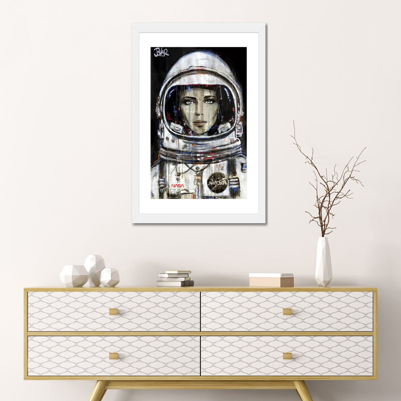 Impression d’art graphique cosmos de Loui, Papier encadré blanc, Blanc, H 24 po x l 16 po x P 1 po