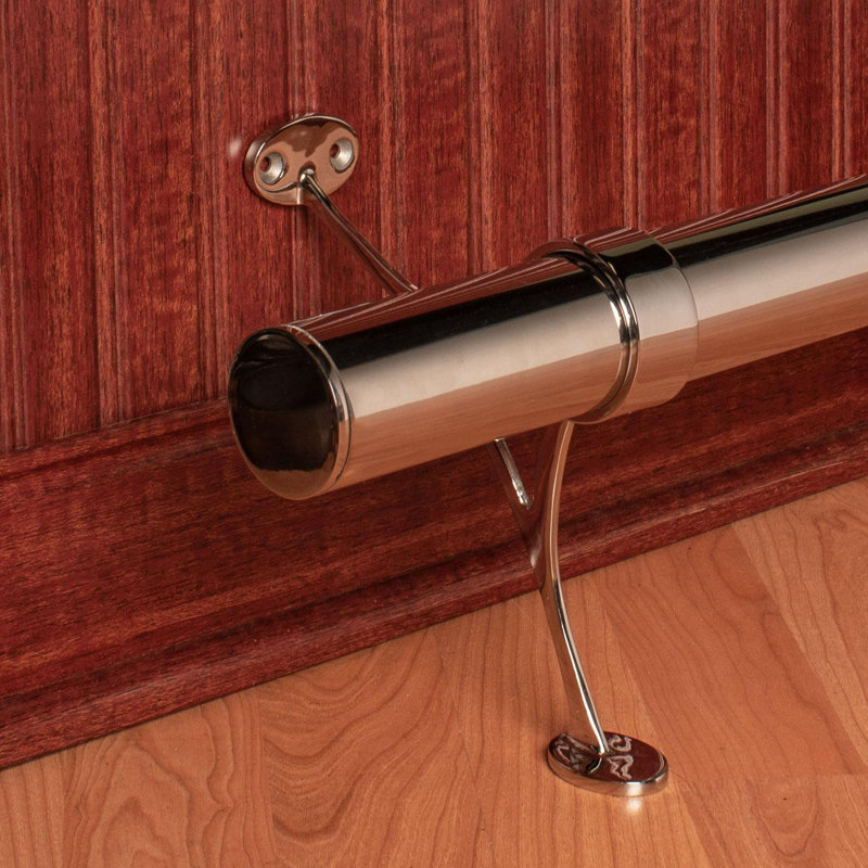 6' Bar Foot Rail Kit, Hardware and Tubing, Polished Stainless Steel