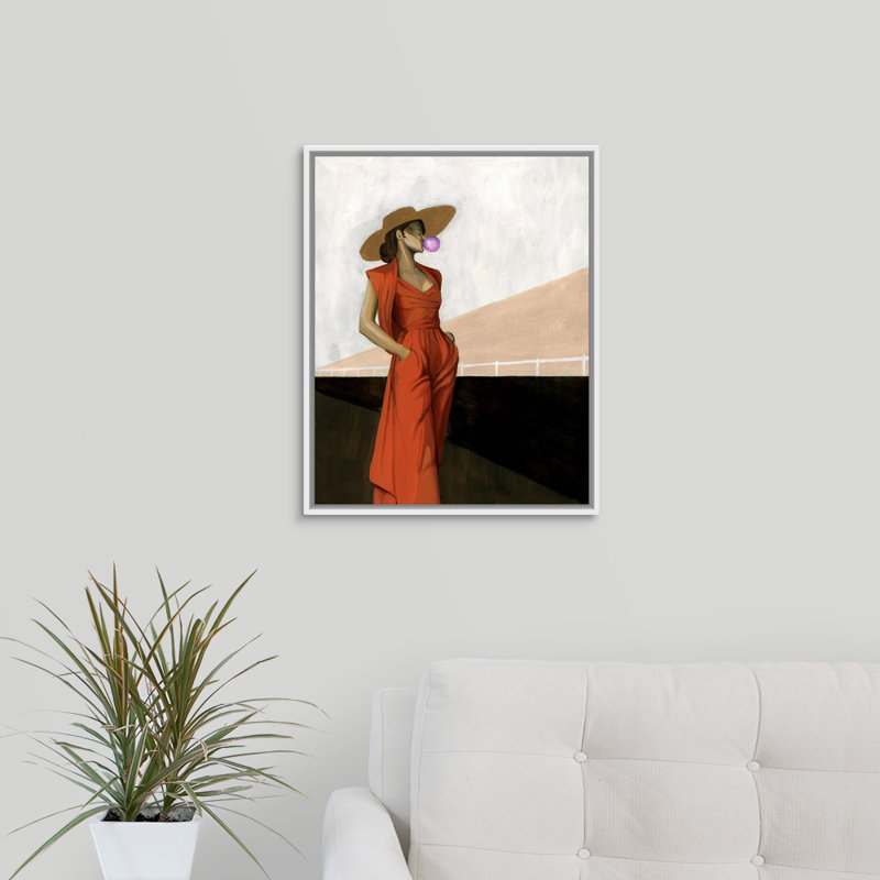 « pop » par the novogratz-painting on toile, H 20 po x l 16 po x P 1,25 po, Cadre flottant blanc