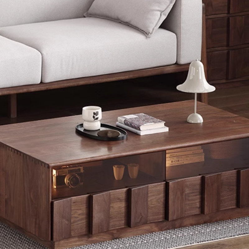 Retro line design solid wood coffee table, 15.74" H x 47.24" L x 25.98" W