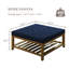 Repose-pieds cocktail carré en bois massif l 32 po avec tablette de rangement - Bleu marine-410383922-414907689