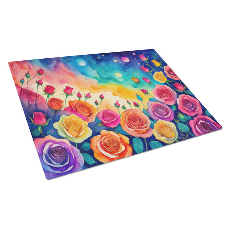Planche à découper en verre Roses