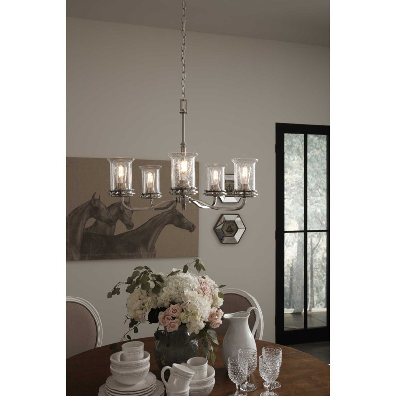 Lustre classique à 5 lumières ombrées Nedmond, Nickel brossé
