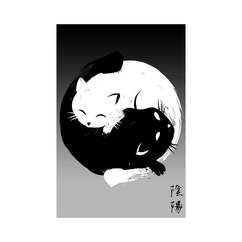Yin Yang Cats, Wrapped Canvas, No Mat, 12" H x 8" W x 0.75" D